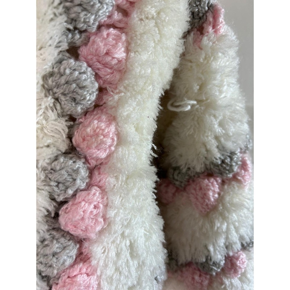 whimsical vintage 70's shaggy‎ knit pompom crochet jacket ~ needs repair - Picture 5 of 11